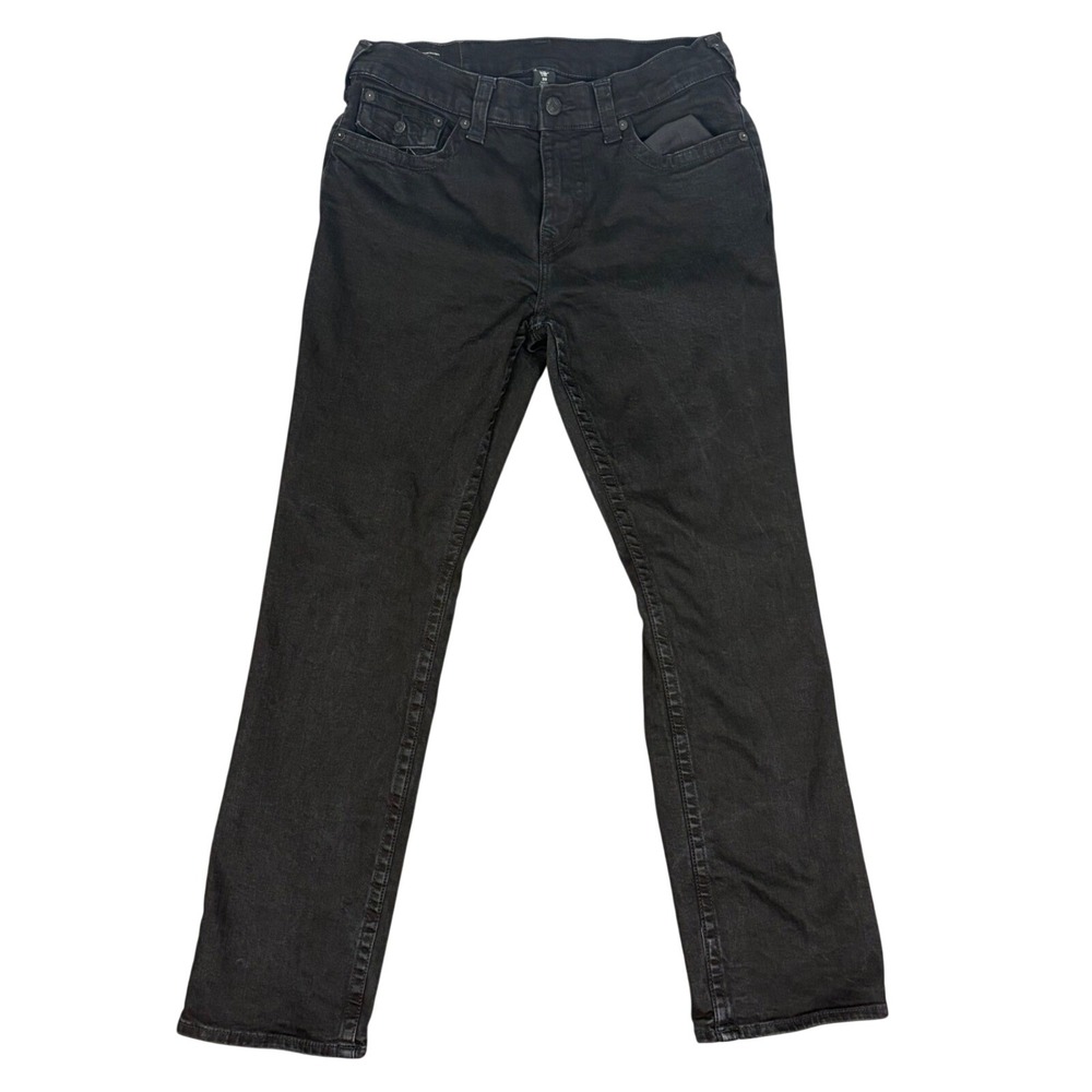True Religion Ricky Relaxed Straight Leg Jeans Mens 33 Black Denim RN112790
